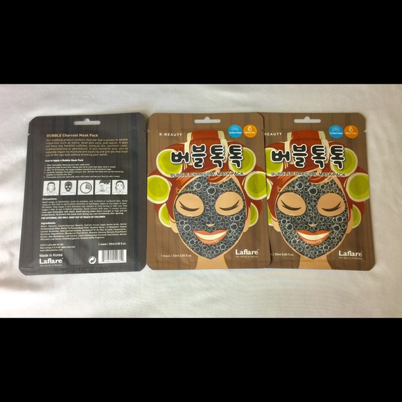 3 face masks bubble charcoal pack K-Beauty LaFlare - Picture 2 of 3